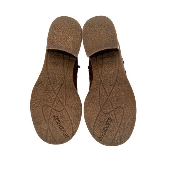 Woman's Rockport Brown leather ankle boots size 6, buckle heel - Picture 11 of 13